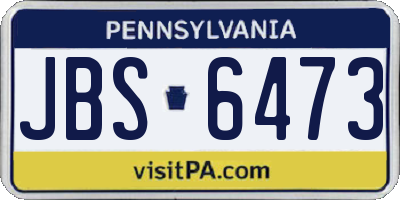 PA license plate JBS6473