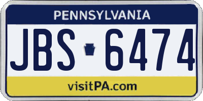 PA license plate JBS6474