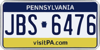 PA license plate JBS6476