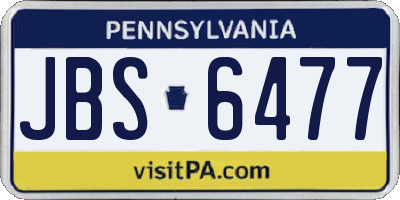 PA license plate JBS6477