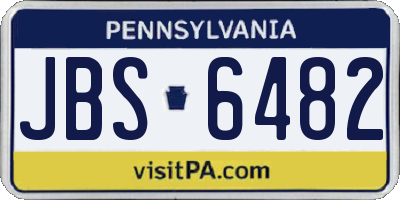 PA license plate JBS6482