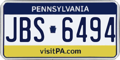 PA license plate JBS6494