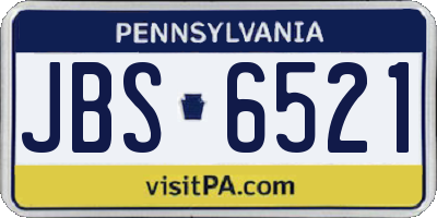 PA license plate JBS6521