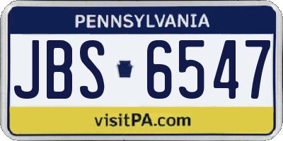 PA license plate JBS6547