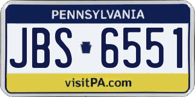 PA license plate JBS6551