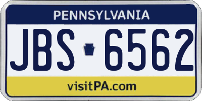 PA license plate JBS6562