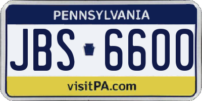 PA license plate JBS6600