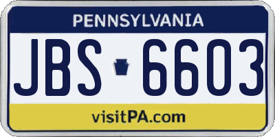 PA license plate JBS6603