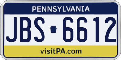 PA license plate JBS6612