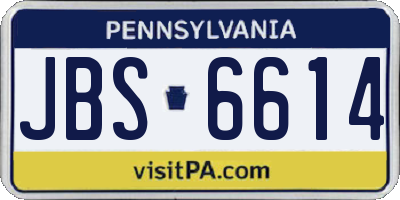PA license plate JBS6614