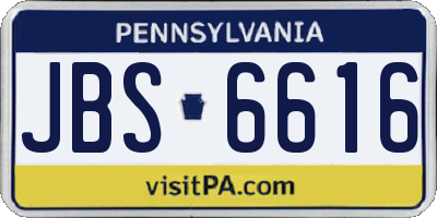 PA license plate JBS6616