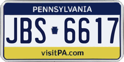 PA license plate JBS6617