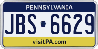 PA license plate JBS6629