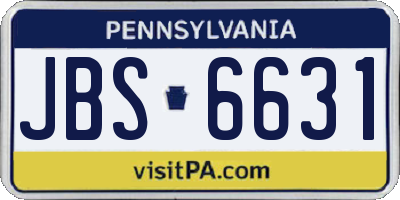 PA license plate JBS6631