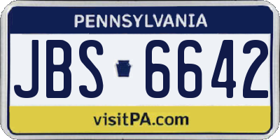 PA license plate JBS6642