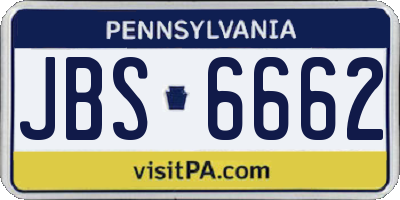 PA license plate JBS6662