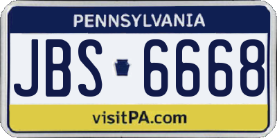 PA license plate JBS6668