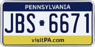 PA license plate JBS6671