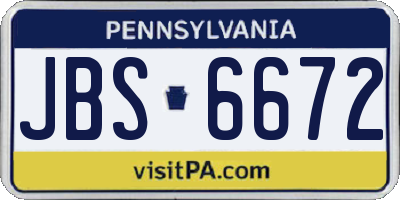 PA license plate JBS6672