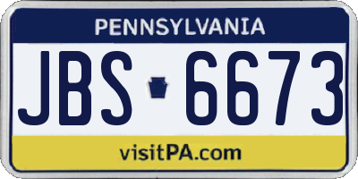 PA license plate JBS6673