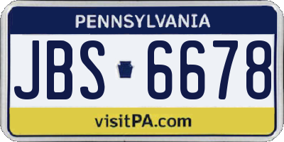 PA license plate JBS6678