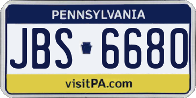 PA license plate JBS6680