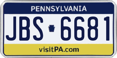 PA license plate JBS6681