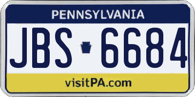 PA license plate JBS6684