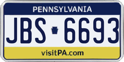 PA license plate JBS6693
