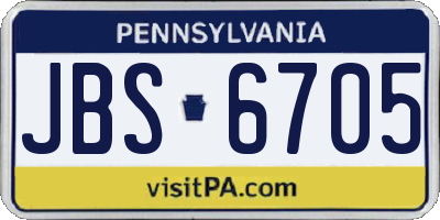 PA license plate JBS6705