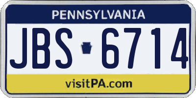 PA license plate JBS6714