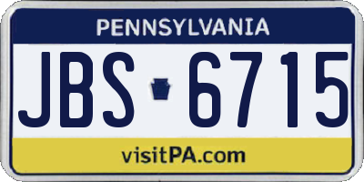 PA license plate JBS6715
