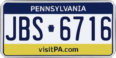PA license plate JBS6716