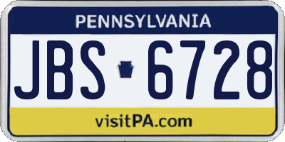 PA license plate JBS6728