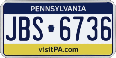 PA license plate JBS6736