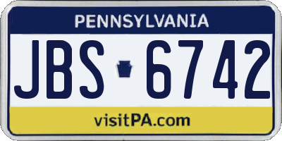 PA license plate JBS6742