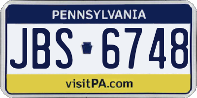 PA license plate JBS6748