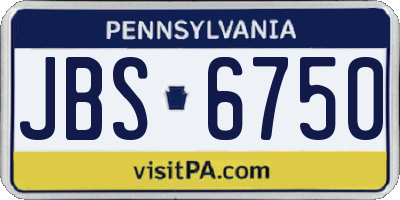 PA license plate JBS6750