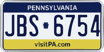 PA license plate JBS6754