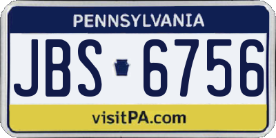 PA license plate JBS6756