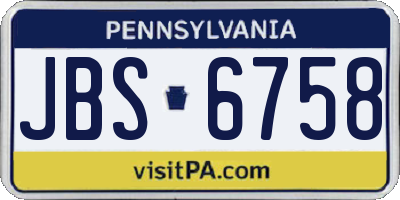 PA license plate JBS6758