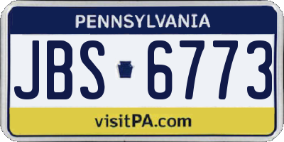 PA license plate JBS6773