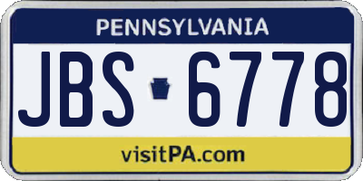 PA license plate JBS6778