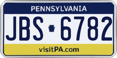 PA license plate JBS6782