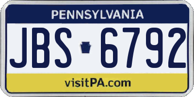 PA license plate JBS6792