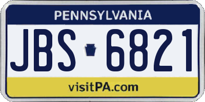 PA license plate JBS6821