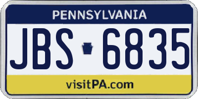 PA license plate JBS6835