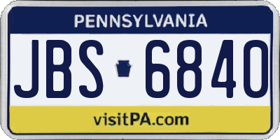PA license plate JBS6840