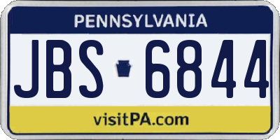 PA license plate JBS6844