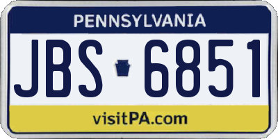 PA license plate JBS6851